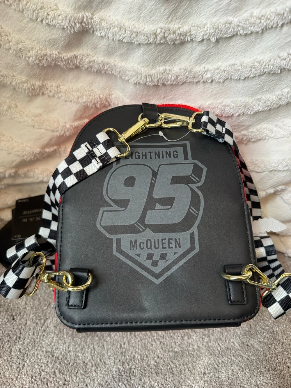 Loungefly Disney Pixar Cars Lightning McQueen Convertible Backpack NWT